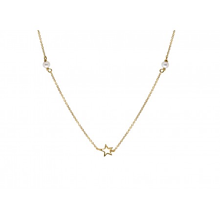 Κολιέ χρυσό Κ14 με μαργαριτάρια και αστέρι Κολιέ χρυσό Κ14 με μαργαριτάρια και αστέρι