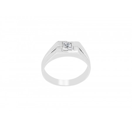 Δαχτυλίδι ανδρικό λευκό χρυσό Κ14 με ζιργκόν