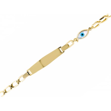 Βραχιόλι χρυσό 14Κ Ταυτότητα με ματάκι