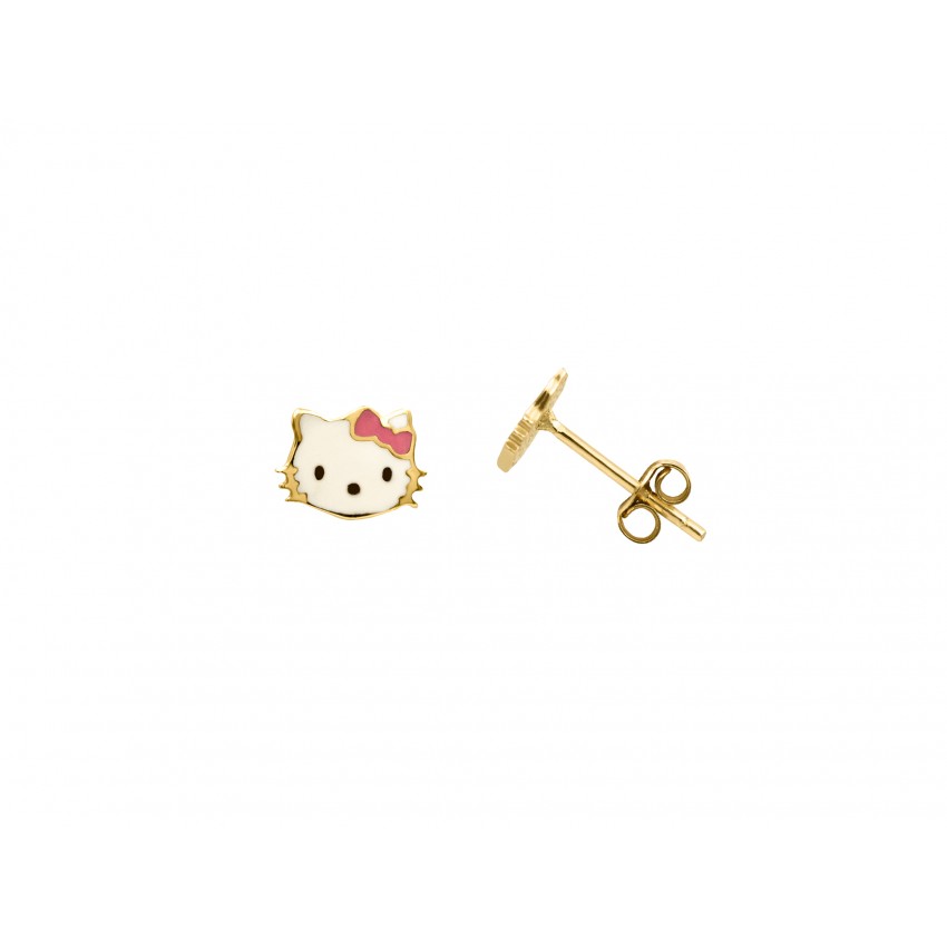 Παιδικά σκουλαρίκια χρυσά Κ14 Hello Kitty
